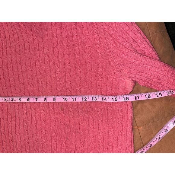 J.Crew Pink Cable Knit Wool Cashmere  Turtleneck Pullover Sweater Women's Size M - Picture 8 of 11
